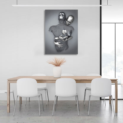 Figures of people in silver color Canvas Wall Art Print