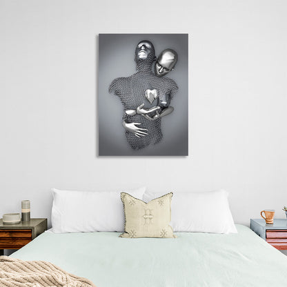 Figures of people in silver color Canvas Wall Art Print