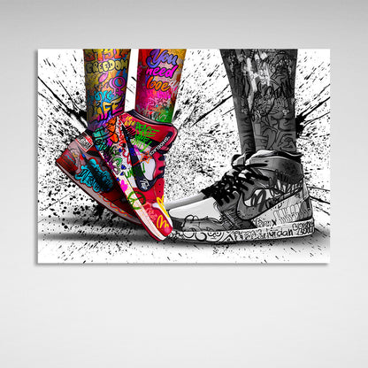 Graffiti sneaker legs Canvas Wall Art Print