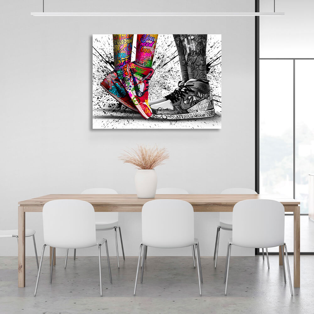 Graffiti sneaker legs Canvas Wall Art Print