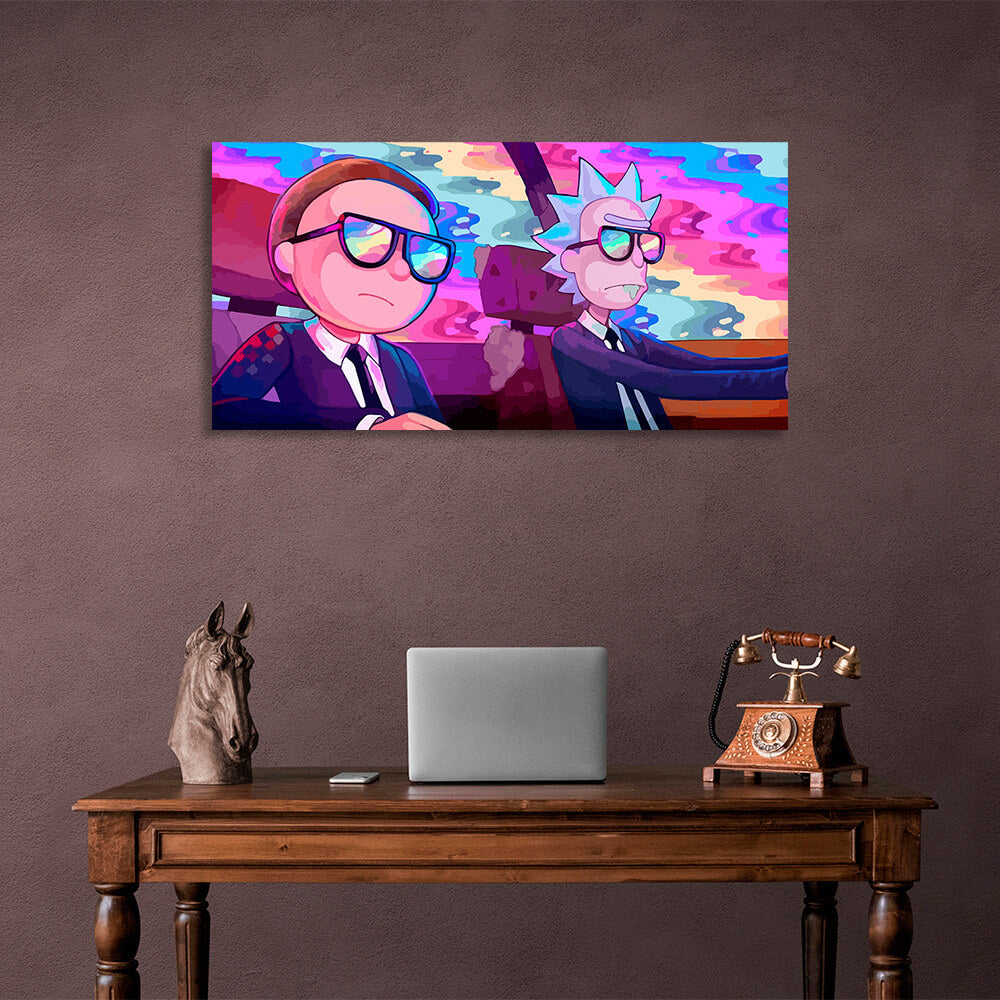 Rick and Morty in bright colors Canvas Wall Art Print