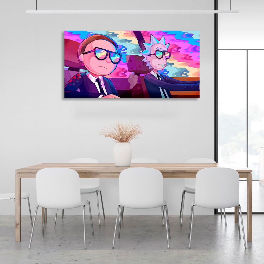 Rick and Morty in bright colors Canvas Wall Art Print