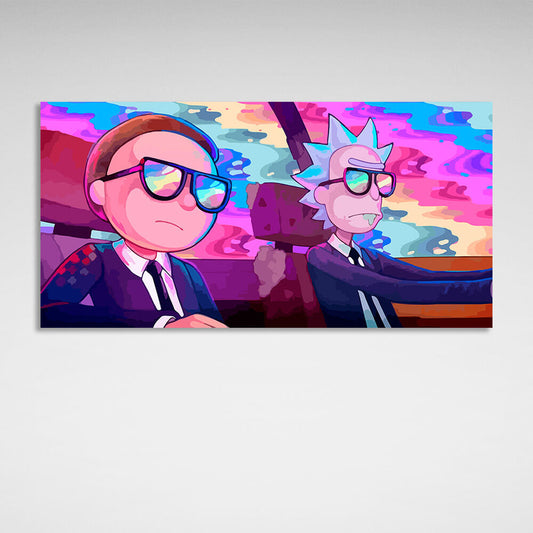 Rick and Morty in bright colors Canvas Wall Art Print