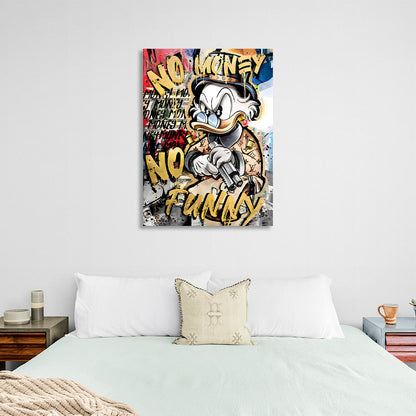 Scrooge imitating a graffiti drawing Inspirational Canvas Wall Art Print