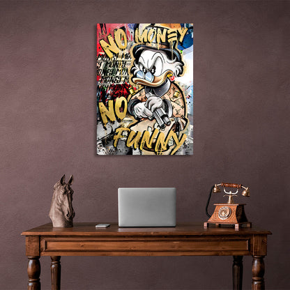 Scrooge imitating a graffiti drawing Inspirational Canvas Wall Art Print