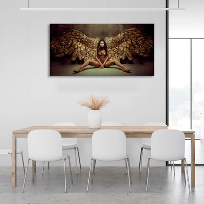 The woman with the golden wings Canvas Wall Art Print