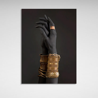 A Negro woman's hands with gold bracelets Canvas Wall Art Print