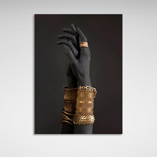 A Negro woman's hands with gold bracelets Canvas Wall Art Print