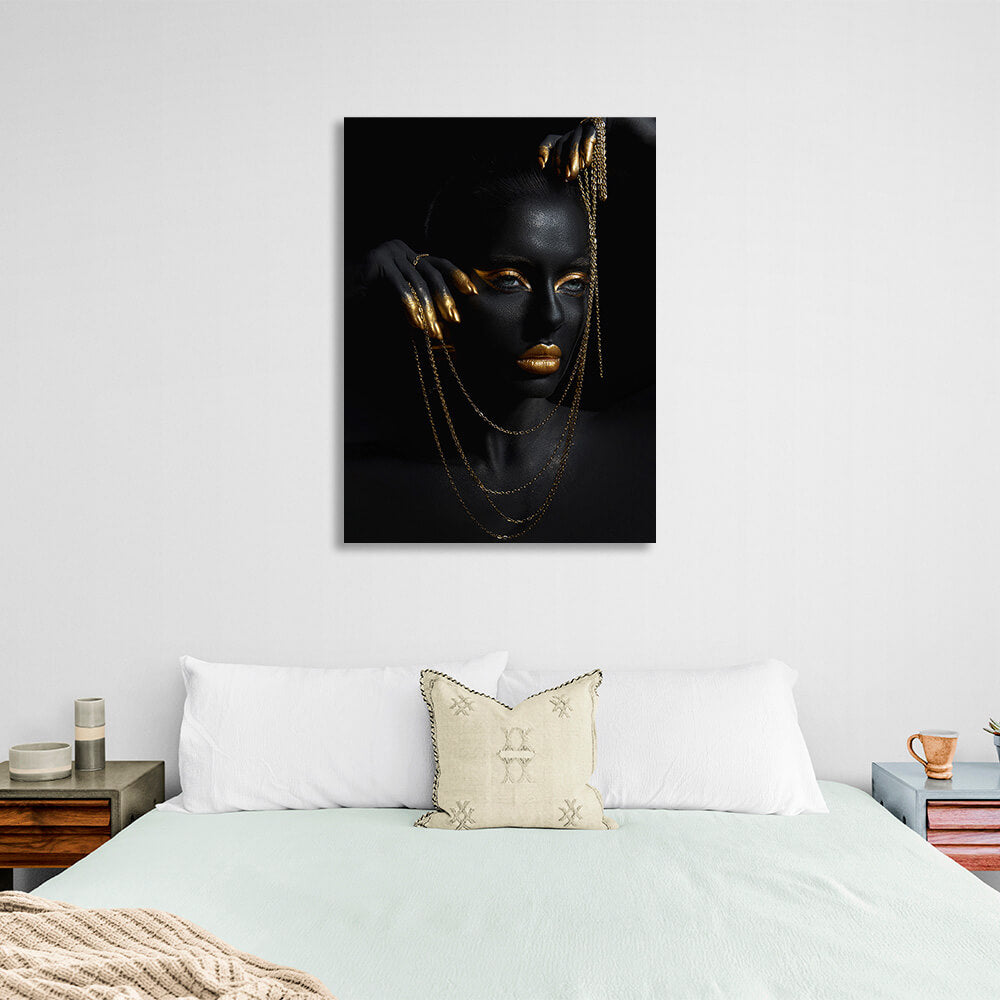 A Negro woman with gold makeup Canvas Wall Art Print