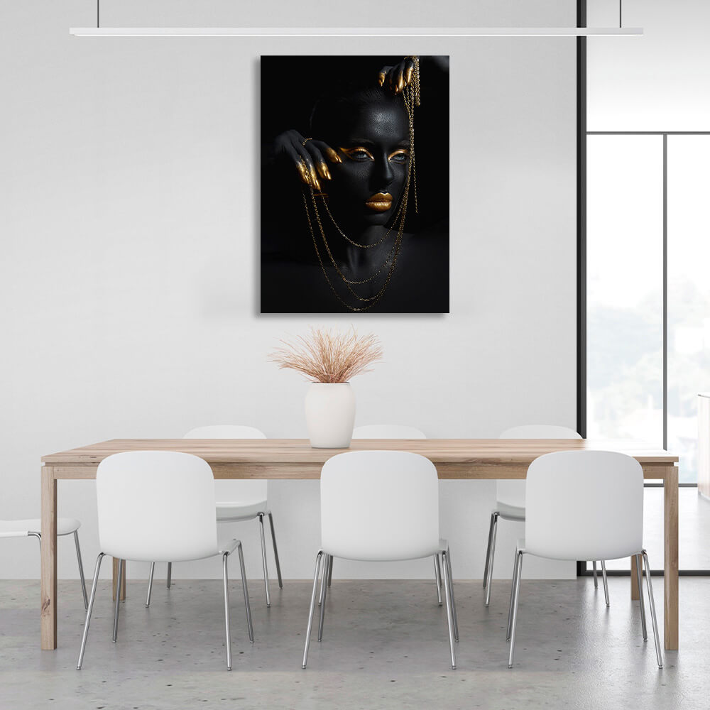 A Negro woman with gold makeup Canvas Wall Art Print