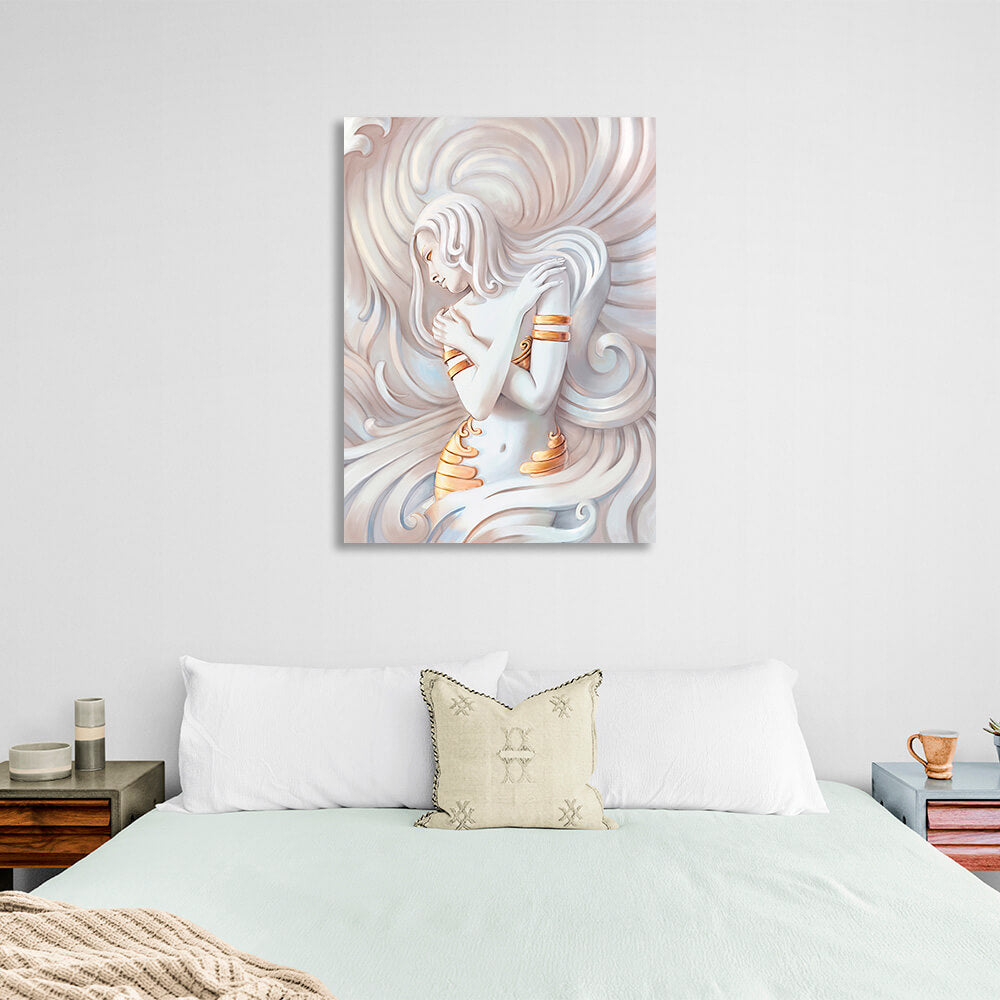 Sculpture of a long-haired woman Canvas Wall Art Print