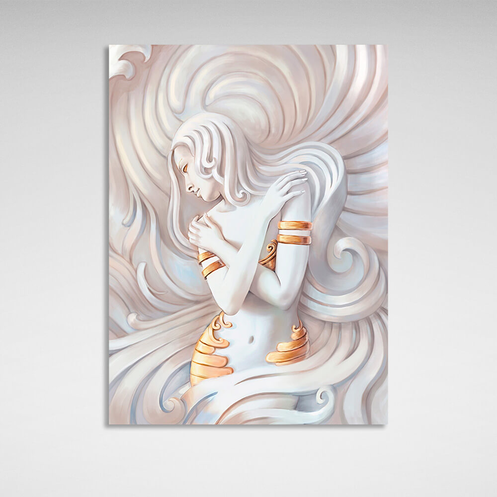 Sculpture of a long-haired woman Canvas Wall Art Print