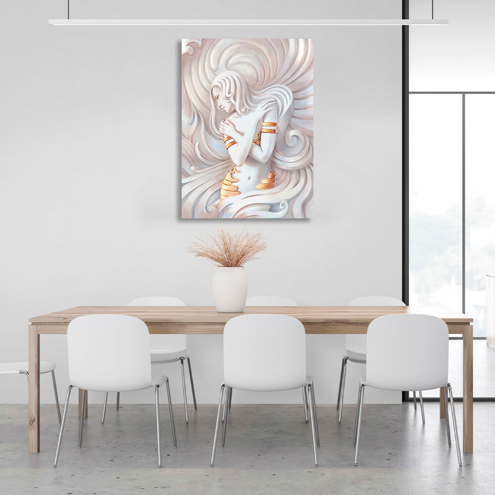 Sculpture of a long-haired woman Canvas Wall Art Print