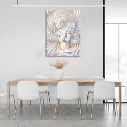 Sculpture of a long-haired woman Canvas Wall Art Print