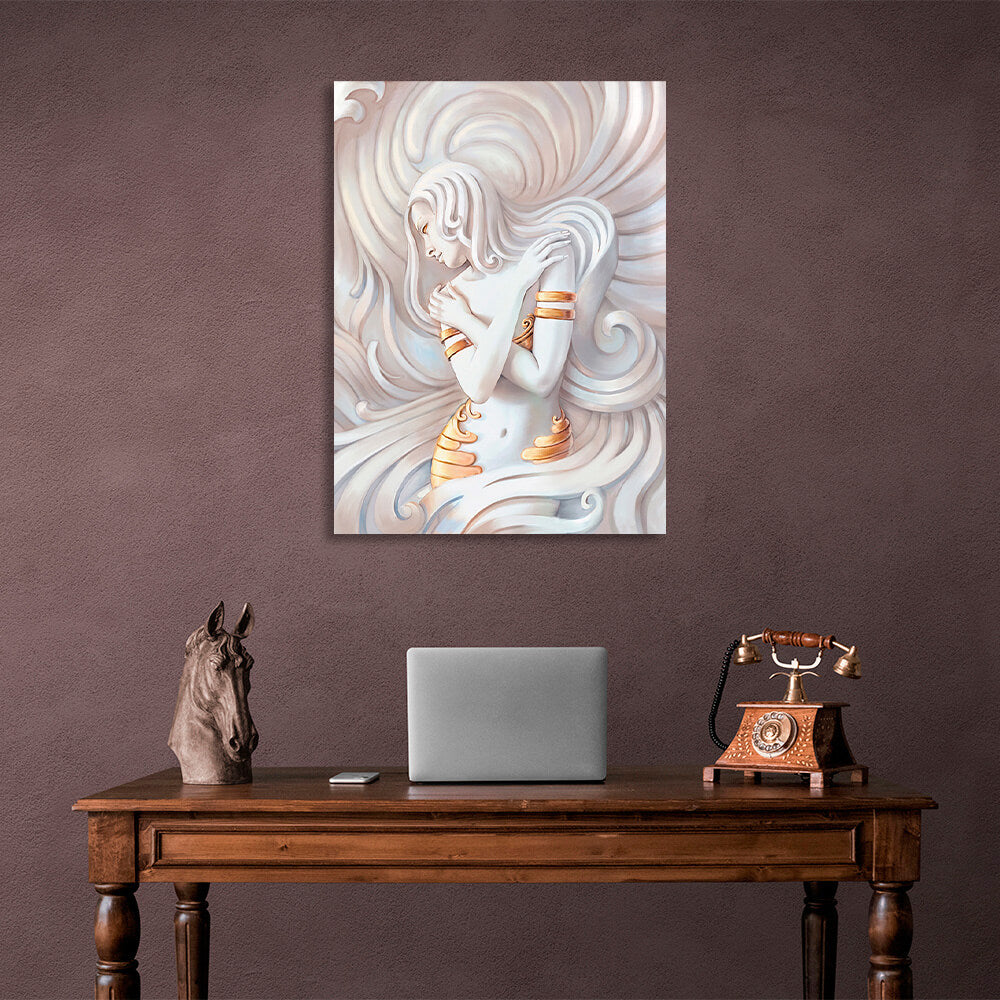 Sculpture of a long-haired woman Canvas Wall Art Print