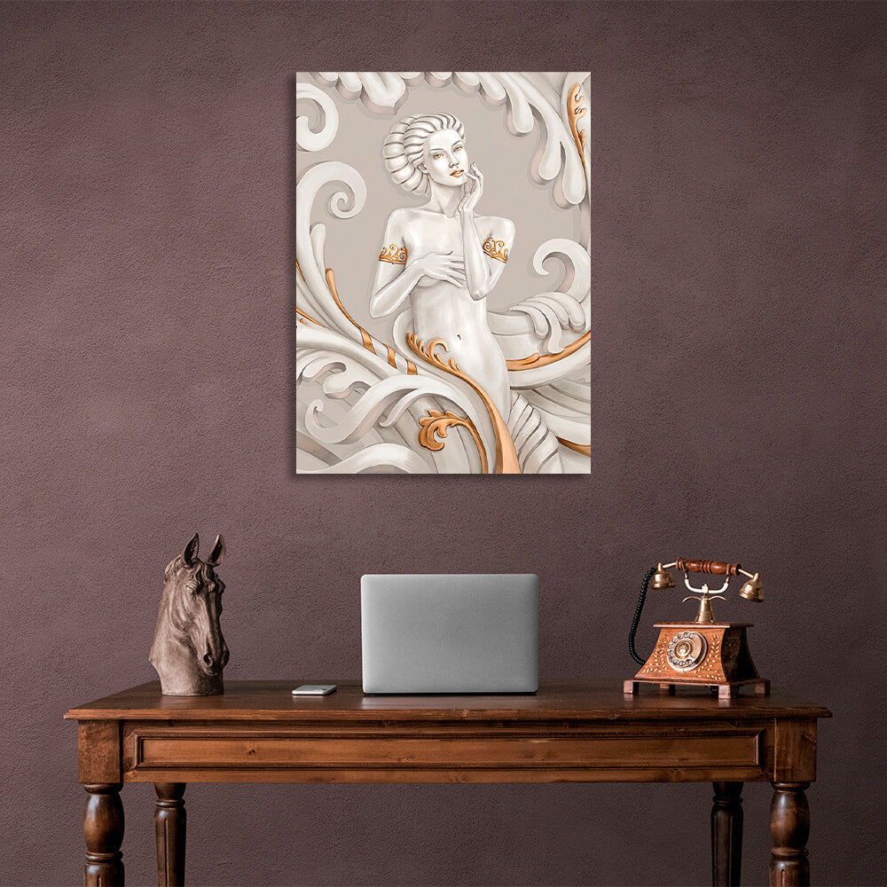 An open woman with gold details Canvas Wall Art Print