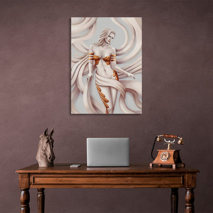 Revealing woman with a golden bust Canvas Wall Art Print