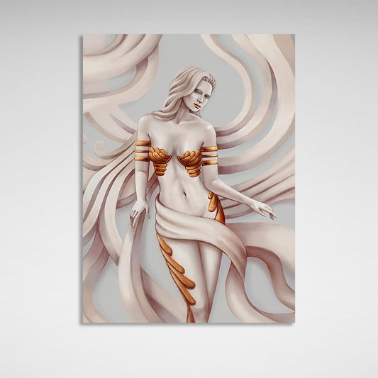 Revealing woman with a golden bust Canvas Wall Art Print