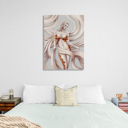 Revealing woman with a golden bust Canvas Wall Art Print