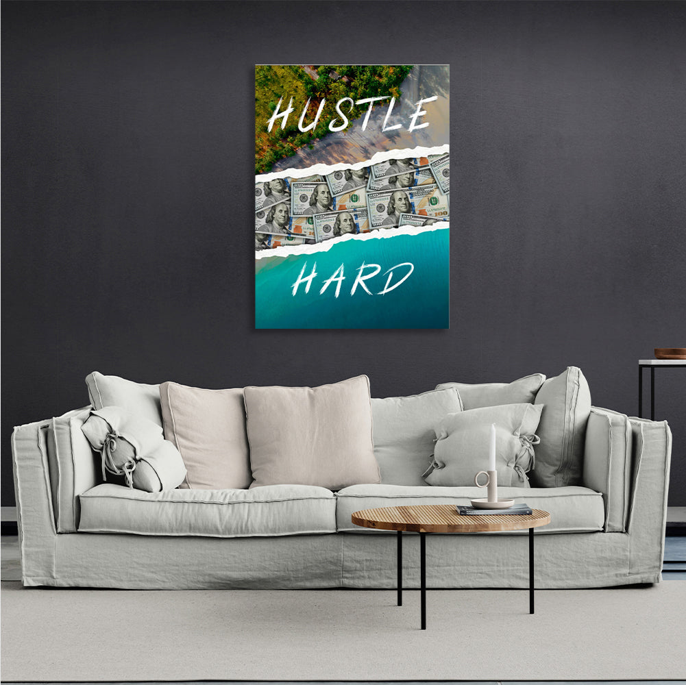 Hustle Hard Motivational Canvas Wall Art Print