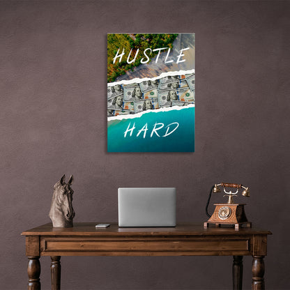 Hustle Hard Motivational Canvas Wall Art Print