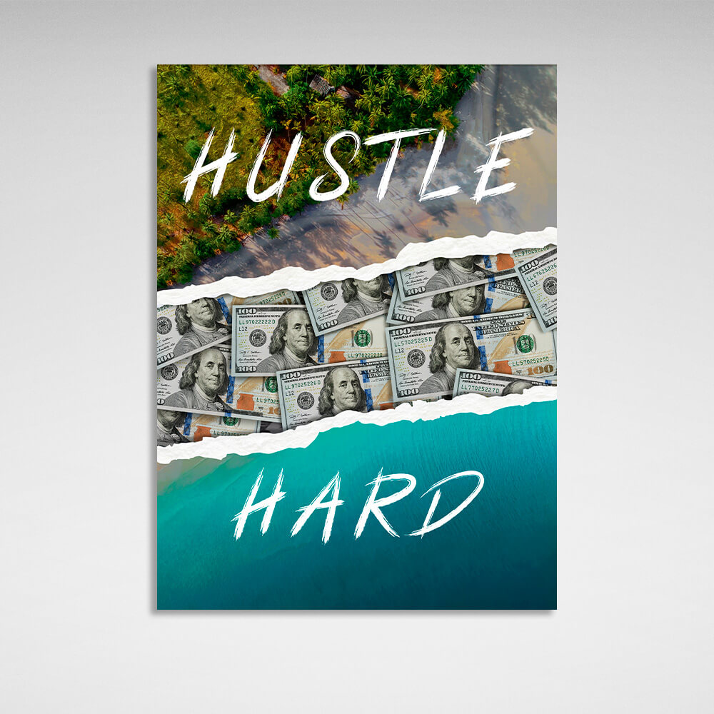 Hustle Hard Motivational Canvas Wall Art Print