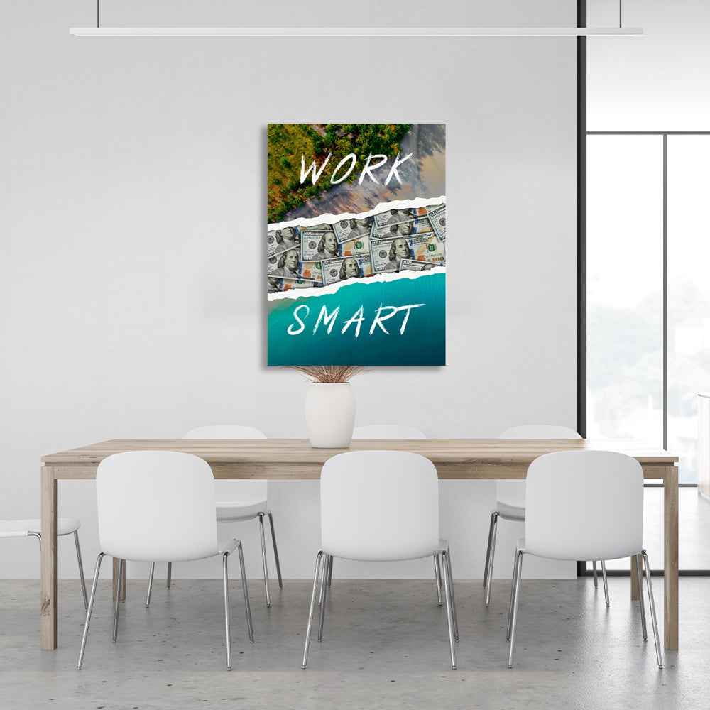 Work Smart Motivational Canvas Wall Art Print