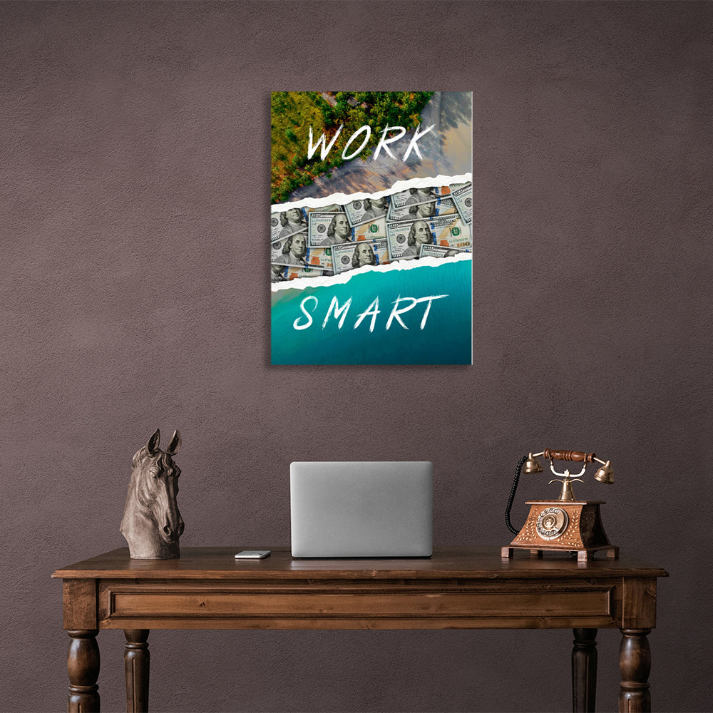 Work Smart Motivational Canvas Wall Art Print