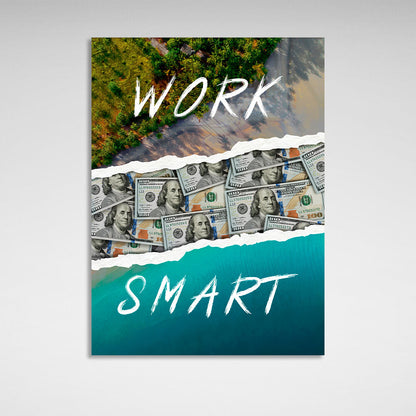 Work Smart Motivational Canvas Wall Art Print