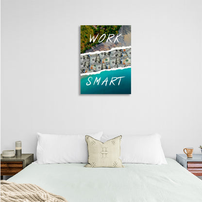 Work Smart Motivational Canvas Wall Art Print