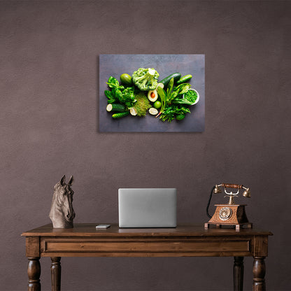 Cabbage, cucumber, peas, avocado Canvas Wall Art Print For Kitchen