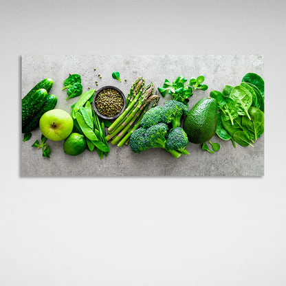 Apple, cucumber, cabbage Canvas Wall Art Print For Kitchen