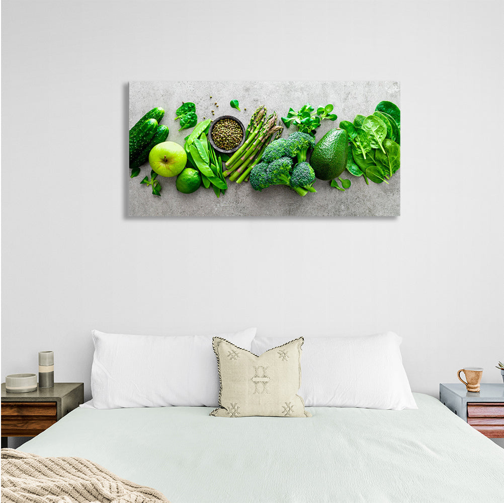 Apple, cucumber, cabbage Canvas Wall Art Print For Kitchen