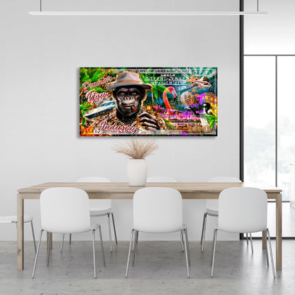 $100 with Monkey Dominate your industry Inspirational  Canvas Wall Art Print