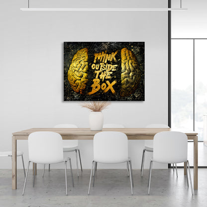 Think outside the box black and yellow Motivational Canvas Wall Art Print