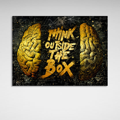 Think outside the box black and yellow Motivational Canvas Wall Art Print