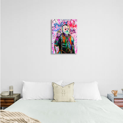 Jason middle finger graffiti Canvas Wall Art Print