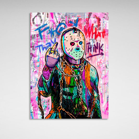 Jason middle finger graffiti Canvas Wall Art Print