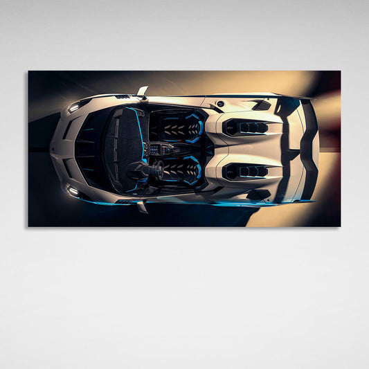 Car White Lamborghini Canvas Wall Art Print