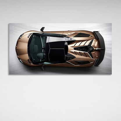 The car is a brown Lamborghini Canvas Wall Art Print