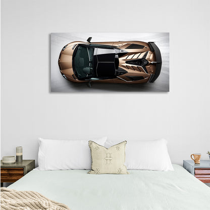 The car is a brown Lamborghini Canvas Wall Art Print