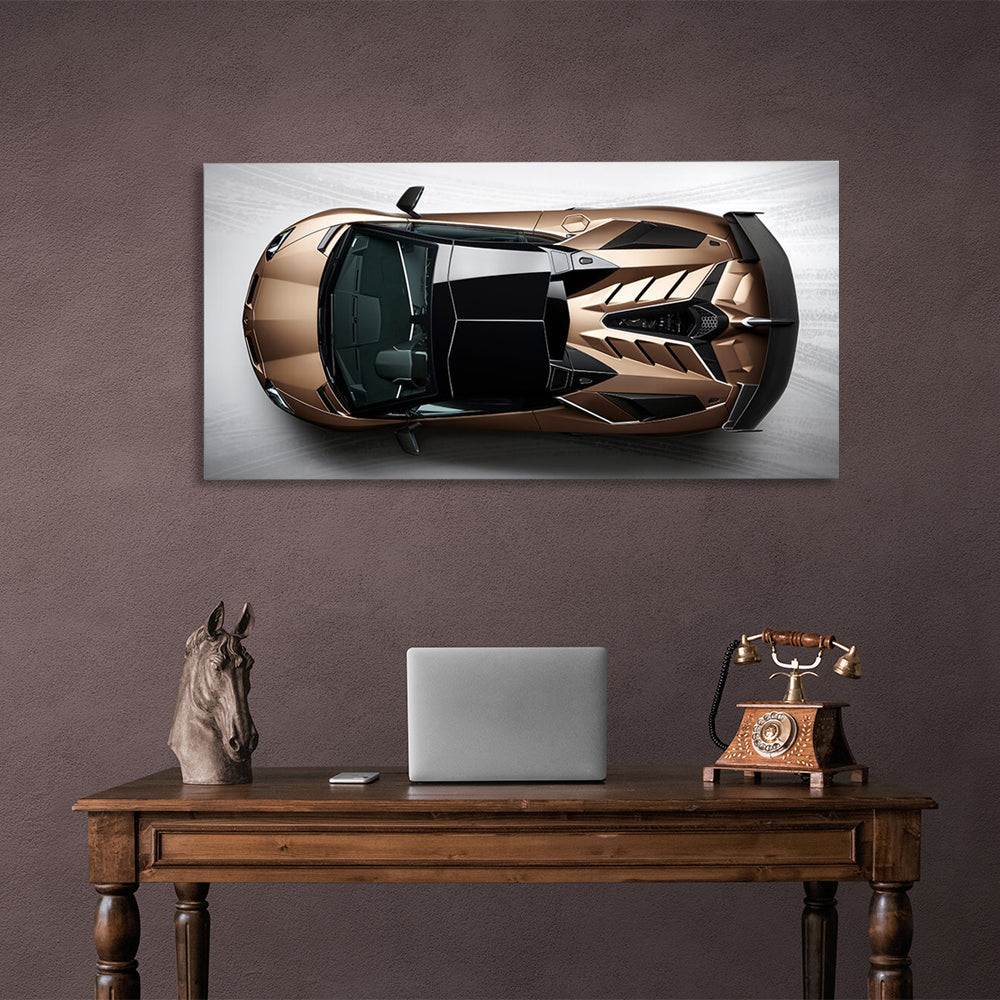 The car is a brown Lamborghini Canvas Wall Art Print