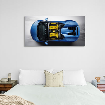 Car blue with yellow Lamborghini Canvas Wall Art Print