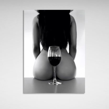 A girl and a glass of wine Canvas Wall Art Print