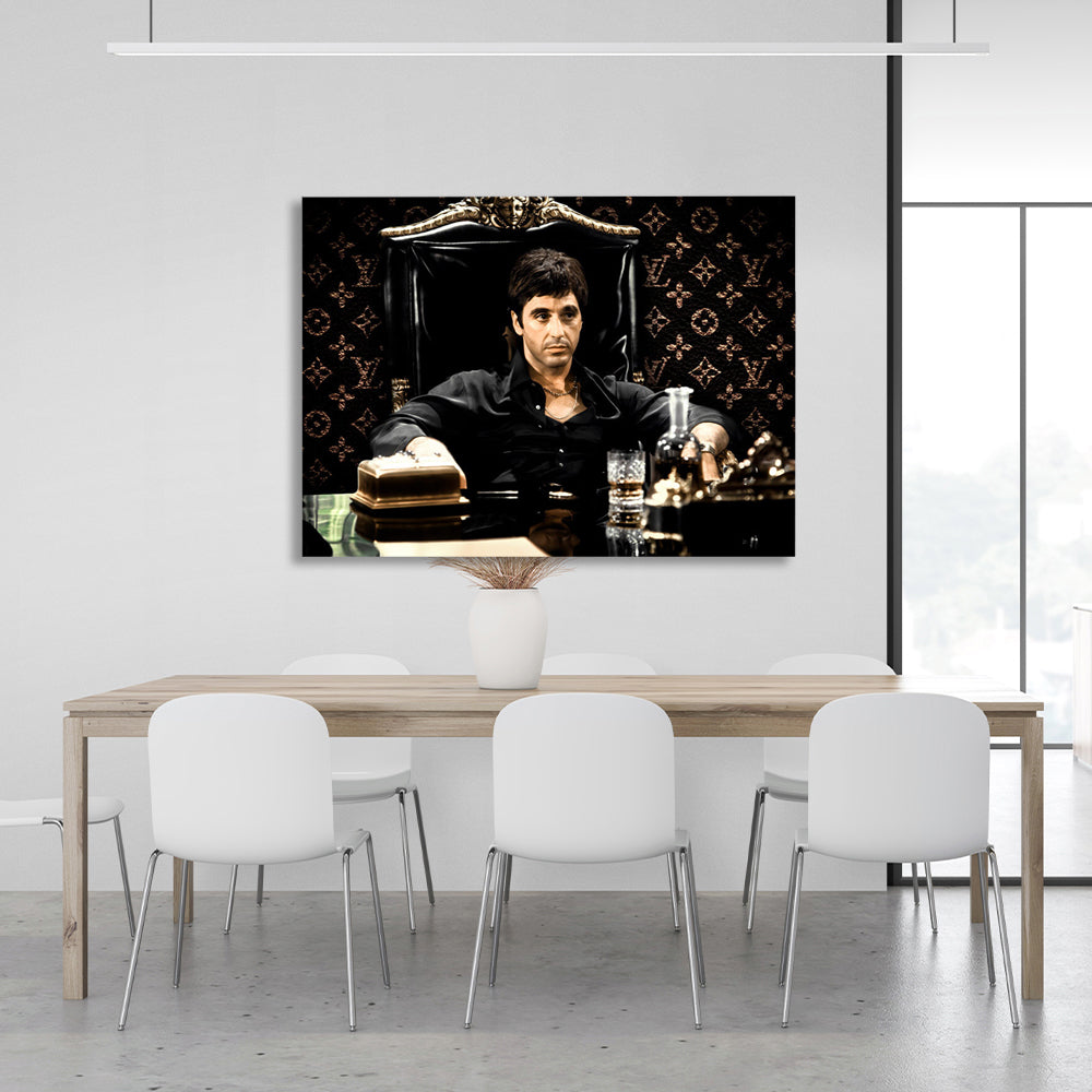 Scarface in the chair Canvas Wall Art Print