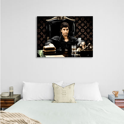 Scarface in the chair Canvas Wall Art Print