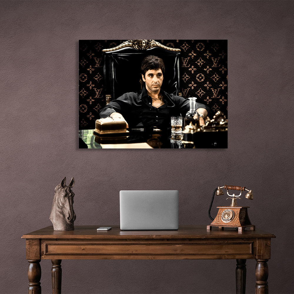 Scarface in the chair Canvas Wall Art Print