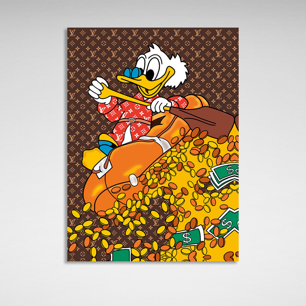 Scrooge wave of money Inspirational Canvas Wall Art Print