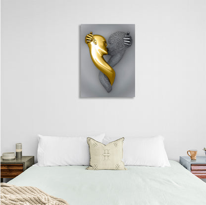 Kissing heads silver and gold Canvas Wall Art Print For Bedroom