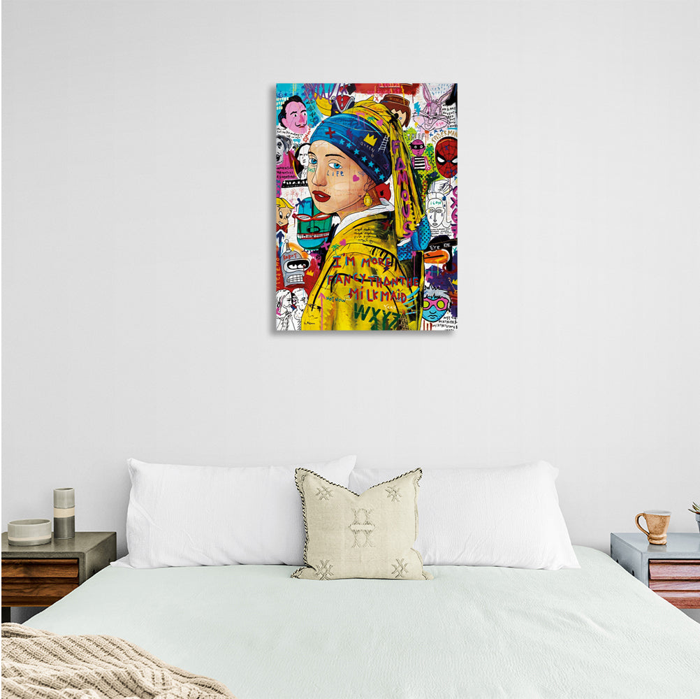 The girl with the pearl earring graffiti. Canvas Wall Art Print